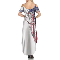American Flag Bass Fishing Family Matching Summer Maxi Dress and Hawaiian Shirt Fishing Rod and Patriotic Red White and Blue Theme - Wonder Print Shop