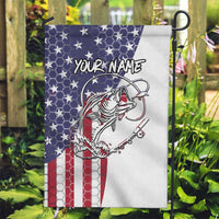 American Flag Bass Fishing Garden Flag Fishing Rod and Patriotic Red White and Blue Theme - Wonder Print Shop