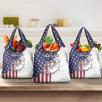 American Flag Bass Fishing Grocery Bag Fishing Rod and Patriotic Red White and Blue Theme - Wonder Print Shop