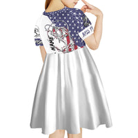 American Flag Bass Fishing Kid Short Sleeve Dress Fishing Rod and Patriotic Red White and Blue Theme - Wonder Print Shop