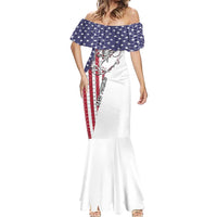 American Flag Bass Fishing Mermaid Dress Fishing Rod and Patriotic Red White and Blue Theme - Wonder Print Shop