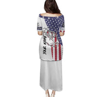 American Flag Bass Fishing Puletasi Fishing Rod and Patriotic Red White and Blue Theme - Wonder Print Shop