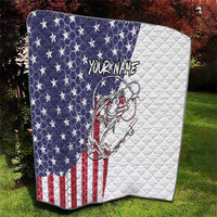 American Flag Bass Fishing Quilt Fishing Rod and Patriotic Red White and Blue Theme - Wonder Print Shop