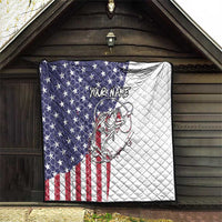 American Flag Bass Fishing Quilt Fishing Rod and Patriotic Red White and Blue Theme - Wonder Print Shop