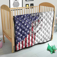 American Flag Bass Fishing Quilt Fishing Rod and Patriotic Red White and Blue Theme - Wonder Print Shop