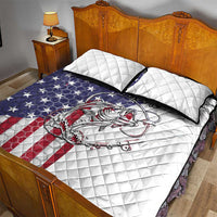American Flag Bass Fishing Quilt Bed Set Fishing Rod and Patriotic Red White and Blue Theme - Wonder Print Shop