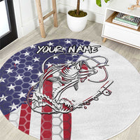American Flag Bass Fishing Round Carpet Fishing Rod and Patriotic Red White and Blue Theme - Wonder Print Shop