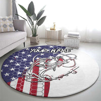 American Flag Bass Fishing Round Carpet Fishing Rod and Patriotic Red White and Blue Theme - Wonder Print Shop