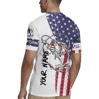 American Flag Bass Fishing Rugby Jersey Fishing Rod and Patriotic Red White and Blue Theme - Wonder Print Shop