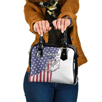 American Flag Bass Fishing Shoulder Handbag Fishing Rod and Patriotic Red White and Blue Theme - Wonder Print Shop
