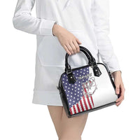 American Flag Bass Fishing Shoulder Handbag Fishing Rod and Patriotic Red White and Blue Theme - Wonder Print Shop