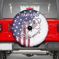 American Flag Bass Fishing Spare Tire Cover Fishing Rod and Patriotic Red White and Blue Theme - Wonder Print Shop