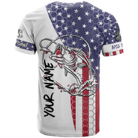 American Flag Bass Fishing T Shirt Fishing Rod and Patriotic Red White and Blue Theme - Wonder Print Shop