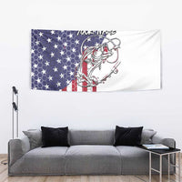 American Flag Bass Fishing Tapestry Fishing Rod and Patriotic Red White and Blue Theme - Wonder Print Shop