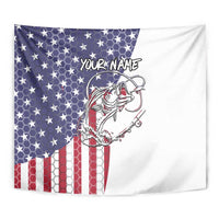 American Flag Bass Fishing Tapestry Fishing Rod and Patriotic Red White and Blue Theme - Wonder Print Shop
