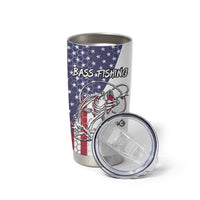 American Flag Bass Fishing Tumbler Cup Fishing Rod and Patriotic Red White and Blue Theme - Wonder Print Shop