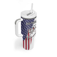 American Flag Bass Fishing Tumbler With Handle Fishing Rod and Patriotic Red White and Blue Theme - Wonder Print Shop