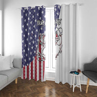 American Flag Bass Fishing Window Curtain Fishing Rod and Patriotic Red White and Blue Theme - Wonder Print Shop