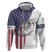 American Flag Bass Fishing Zip Hoodie Fishing Rod and Patriotic Red White and Blue Theme - Wonder Print Shop