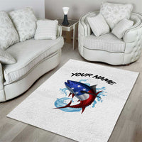 American Flag Tuna Fish Area Rug Custom Splashing Water on White and Black Contrast - Wonder Print Shop