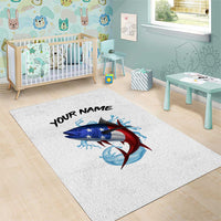 American Flag Tuna Fish Area Rug Custom Splashing Water on White and Black Contrast - Wonder Print Shop
