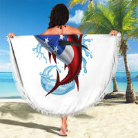 American Flag Tuna Fish Beach Blanket Custom Splashing Water on White and Black Contrast - Wonder Print Shop