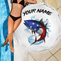 American Flag Tuna Fish Beach Blanket Custom Splashing Water on White and Black Contrast - Wonder Print Shop