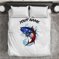 American Flag Tuna Fish Bedding Set Custom Splashing Water on White and Black Contrast - Wonder Print Shop