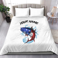 American Flag Tuna Fish Bedding Set Custom Splashing Water on White and Black Contrast - Wonder Print Shop