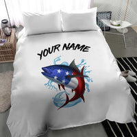 American Flag Tuna Fish Bedding Set Custom Splashing Water on White and Black Contrast - Wonder Print Shop