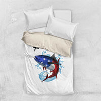 American Flag Tuna Fish Bedding Set Custom Splashing Water on White and Black Contrast - Wonder Print Shop