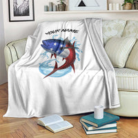 American Flag Tuna Fish Blanket Custom Splashing Water on White and Black Contrast - Wonder Print Shop