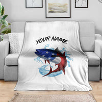 American Flag Tuna Fish Blanket Custom Splashing Water on White and Black Contrast - Wonder Print Shop