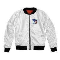 American Flag Tuna Fish Bomber Jacket Custom Splashing Water on White and Black Contrast - Wonder Print Shop