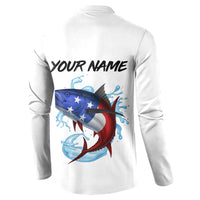 American Flag Tuna Fish Button Sweatshirt Custom Splashing Water on White and Black Contrast - Wonder Print Shop
