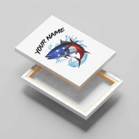 American Flag Tuna Fish Canvas Wall Art Custom Splashing Water on White and Black Contrast - Wonder Print Shop