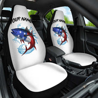 American Flag Tuna Fish Car Seat Cover Custom Splashing Water on White and Black Contrast - Wonder Print Shop