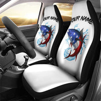 American Flag Tuna Fish Car Seat Cover Custom Splashing Water on White and Black Contrast - Wonder Print Shop
