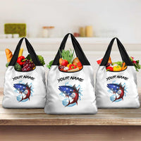 American Flag Tuna Fish Grocery Bag Custom Splashing Water on White and Black Contrast - Wonder Print Shop