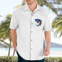 American Flag Tuna Fish Hawaiian Shirt Custom Splashing Water on White and Black Contrast - Wonder Print Shop