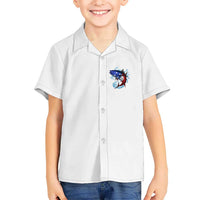 American Flag Tuna Fish Hawaiian Shirt Custom Splashing Water on White and Black Contrast - Wonder Print Shop