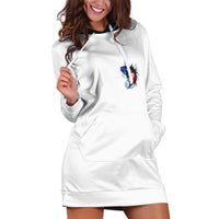 American Flag Tuna Fish Hoodie Dress Custom Splashing Water on White and Black Contrast - Wonder Print Shop