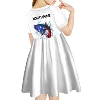 American Flag Tuna Fish Kid Short Sleeve Dress Custom Splashing Water on White and Black Contrast - Wonder Print Shop