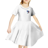American Flag Tuna Fish Kid Short Sleeve Dress Custom Splashing Water on White and Black Contrast - Wonder Print Shop