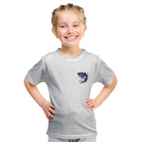 American Flag Tuna Fish Kid T Shirt Custom Splashing Water on White and Black Contrast - Wonder Print Shop