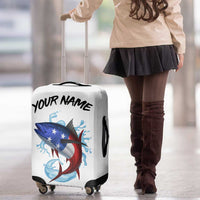American Flag Tuna Fish Luggage Cover Custom Splashing Water on White and Black Contrast - Wonder Print Shop