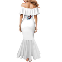 American Flag Tuna Fish Mermaid Dress Custom Splashing Water on White and Black Contrast - Wonder Print Shop