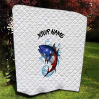 American Flag Tuna Fish Quilt Custom Splashing Water on White and Black Contrast - Wonder Print Shop