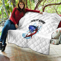 American Flag Tuna Fish Quilt Custom Splashing Water on White and Black Contrast - Wonder Print Shop