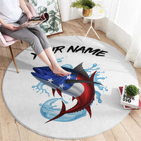 American Flag Tuna Fish Round Carpet Custom Splashing Water on White and Black Contrast - Wonder Print Shop